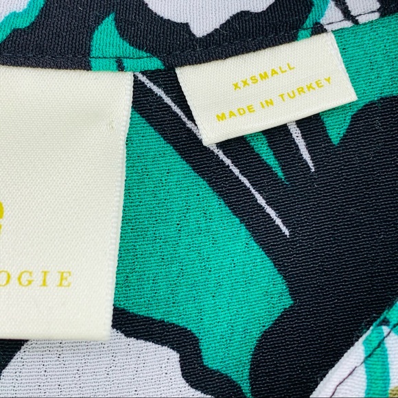 Anthropologie Maeve Juno Floral Mini Dress Green Black White Size XXS - Picture 7 of 10